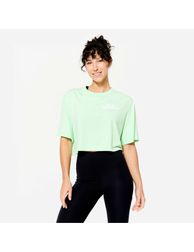 T-shirt crop top femme, vert clair