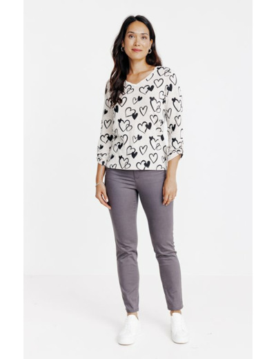 Tee-shirt imprimé coeur col v