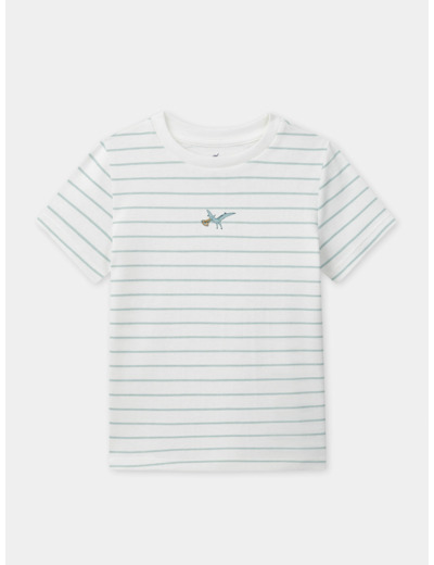 Lot de 2 t-shirts à rayures ou blanc uni Garçon