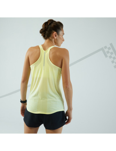 Débardeur running sans couture femme - kiprun run 500 confort jaune
