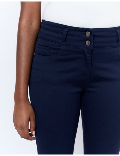 Pantalon 7/8 slim uni MARINE Femme