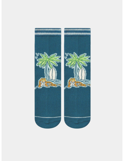 Chaussettes bleues imprimées