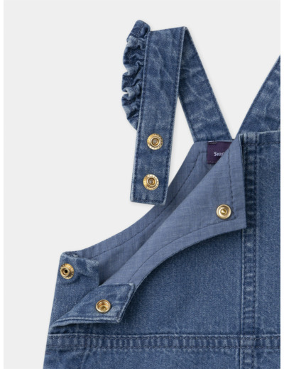 Ensemble body imprimé fleuri et chasuble en jean denim Bébé Fille