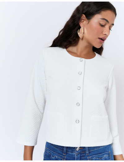 Gilet manches 3/4 uni BLANC Femme