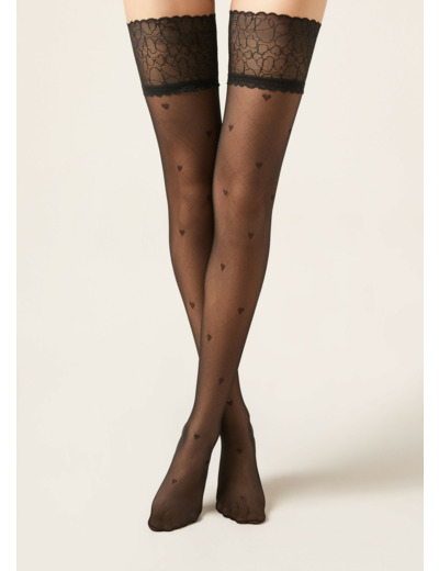 Bas autofixants voile à cœurs