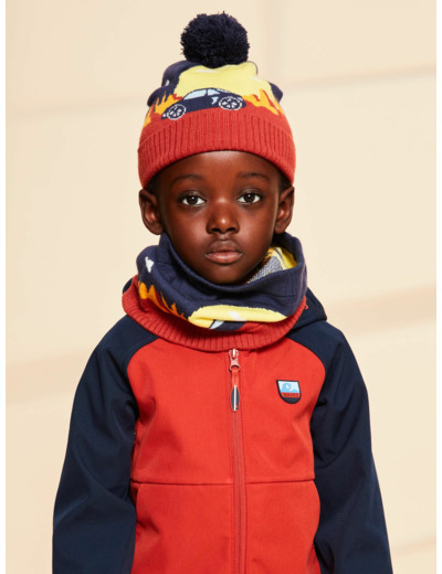 Snood bleu marine en tricot thème paysage