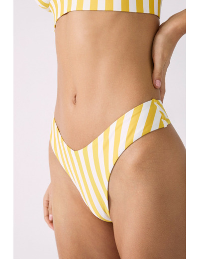 Brésilien high leg bas de maillot rayé