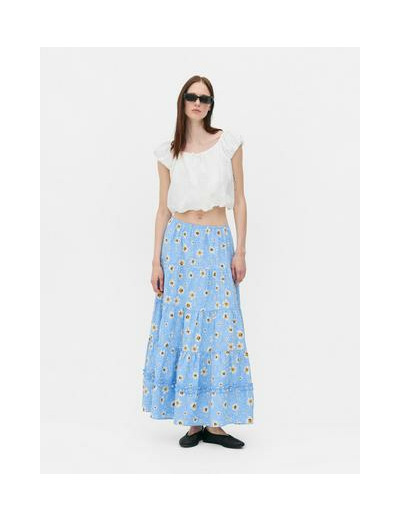Jupe longue à superpositions et motif floral