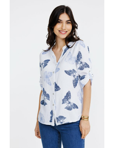 Blouse en gaze de coton imprimée