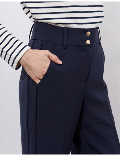 Pantalon long large uni MARINE Femme
