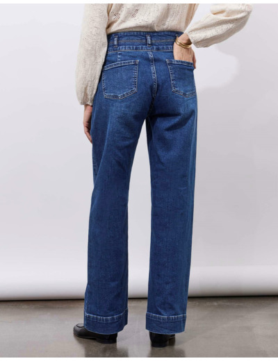 Jean long large BLEU Femme