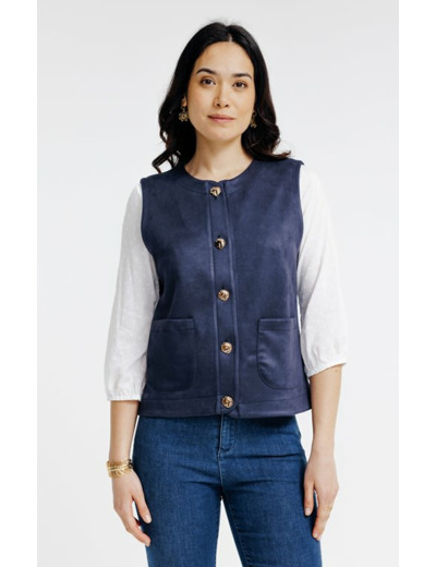 Gilet sans manches en suédine