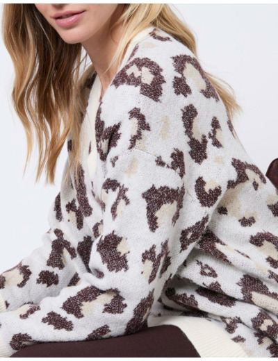 Pull épais mi-long à motifs ECRU Femme