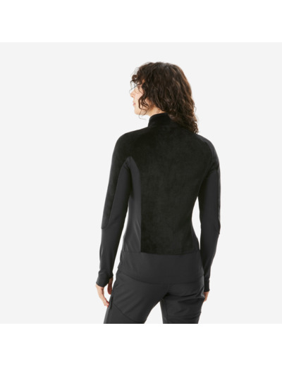 Polaire de randonnée hybride chaude femme, MH900 Mountain noir