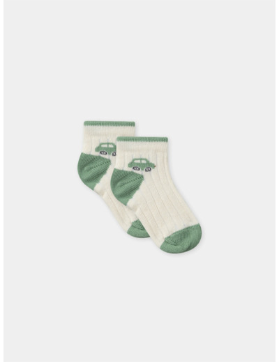 Chaussettes écrues et vertes sapin Bébé Garçon