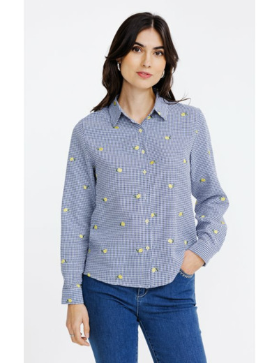Chemise vichy avec broderie citron