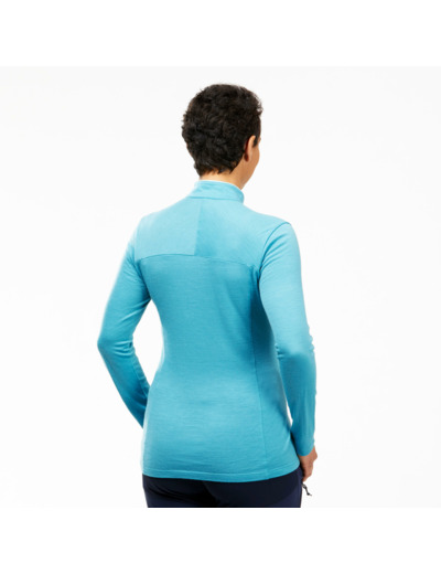 T-shirt mérinos manches longues col zip - mt500 - femme