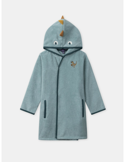Peignoir bleu à capuche dinosaure Garçon