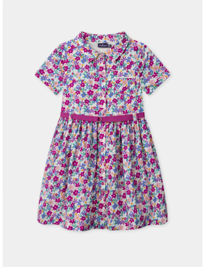Robe chemise imprimé fleuri avec ceinture Fille