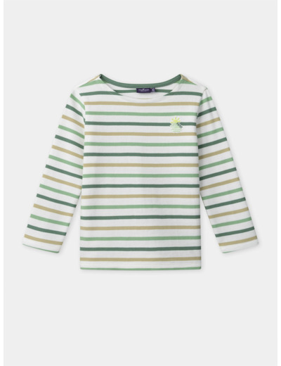 T-shirt à rayures vertes et manches longues Garçon