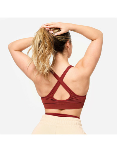 Brassière dos croisé maintien léger Femme, Terracotta