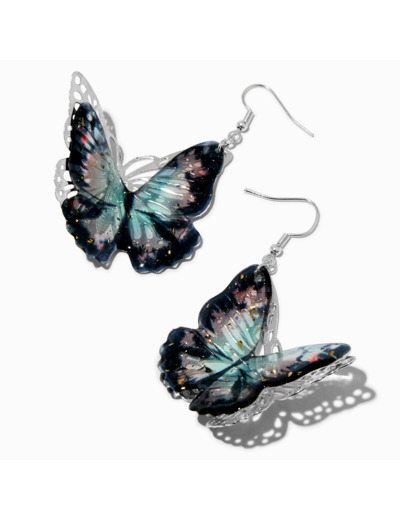 Pendantes 5 cm papillon 3D en filigrane noires