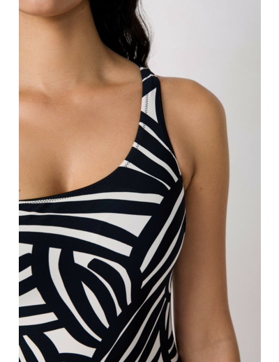 Maillot de bain 1 pièce asymétrique imprimé