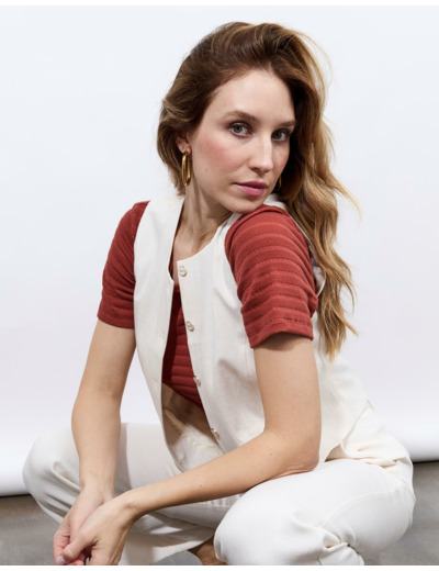 Gilet court uni BLANC Femme
