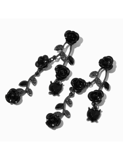 Pendantes 5 cm feuilles de vigne roses noires
