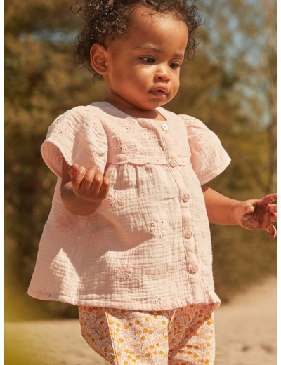 Blouse nude en double gaze de coton
