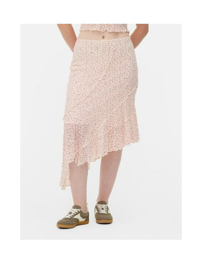 Jupe asymétrique en dentelle à imprimé