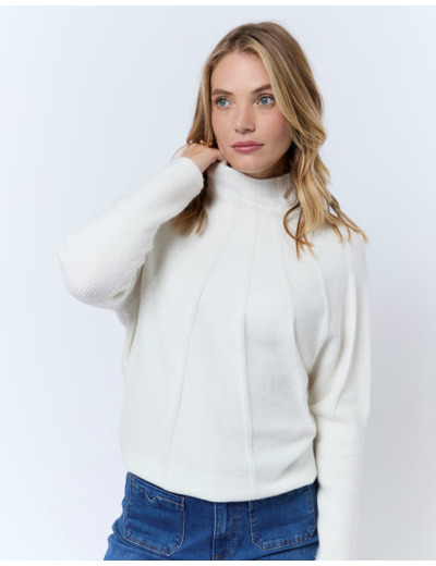 Pull fin en mélange laine uni ECRU Femme
