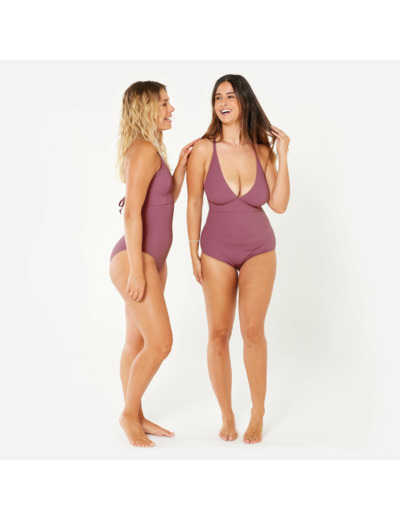 Maillot de bain 1 pièce texturé surf Femme - Bea violet rosewood