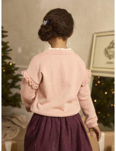 Sweat rose doublé polaire