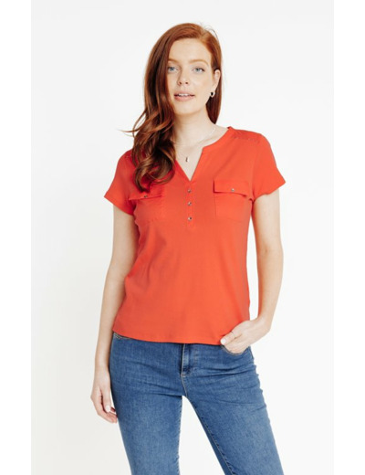 Tee-shirt col mao manches courtes