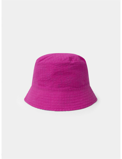 Bob réversible imprimé fleuri ou rose fuschia uni Fille