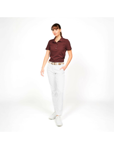 Polo golf en coton polyester manches courtes femme, MW500 marron foncé