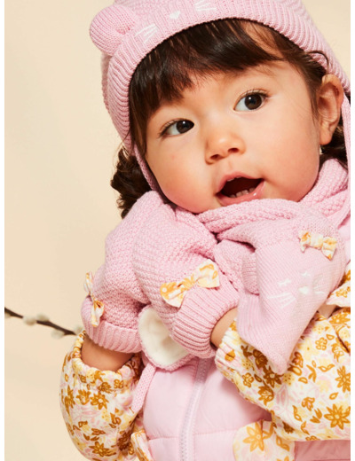 Moufles rose en tricot