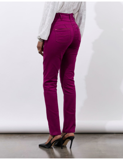 Pantalon 7/8 slim uni AUBERGINE Femme