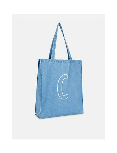 Sac cabas en denim à initiale