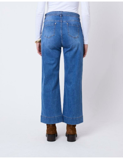 Jean cropped en denim BLEU CLAIR Femme