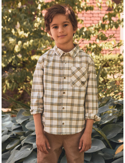 Chemise à carreaux et manches longues Garçon