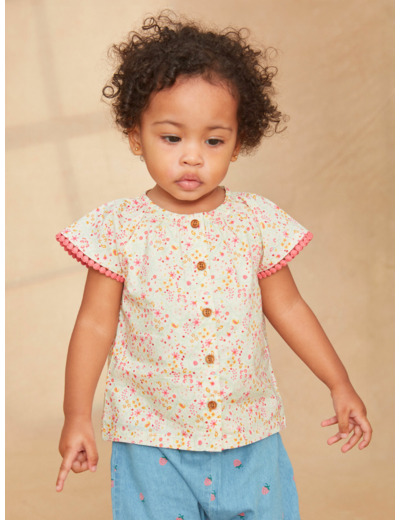 Blouse beige fleurie