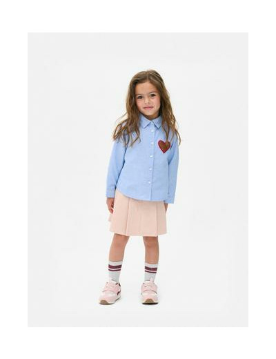 Chemise Oxford à motif cœur léopard appliqué