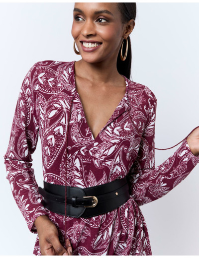 Robe courte imprimée ROUGE