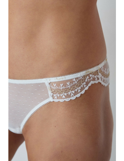 Tanga brodé effet irisé