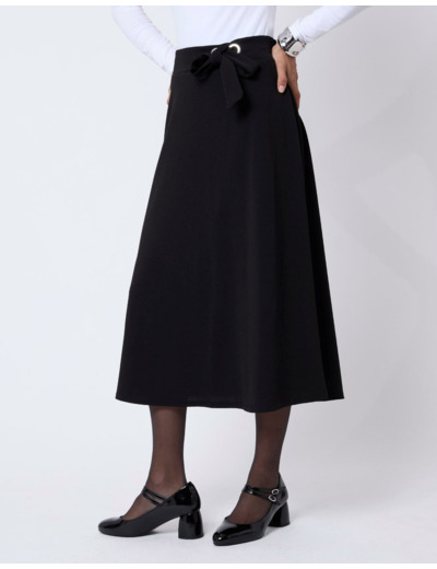 Jupe midi évasée unie NOIR