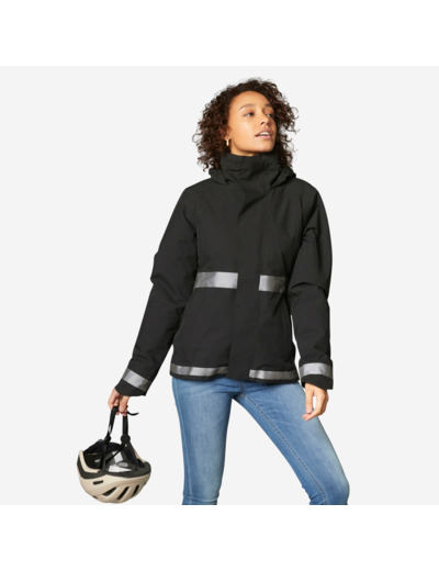 VESTE PLUIE CHAUDE VELO VILLE VISIBILITE NUIT 540 FEMME NOIR