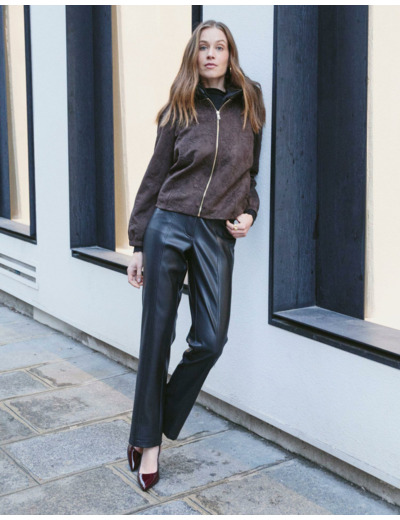 Blouson court jacquard MARRON Femme