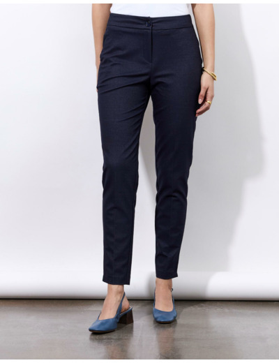 Pantalon 7/8 cigarette uni MARINE Femme